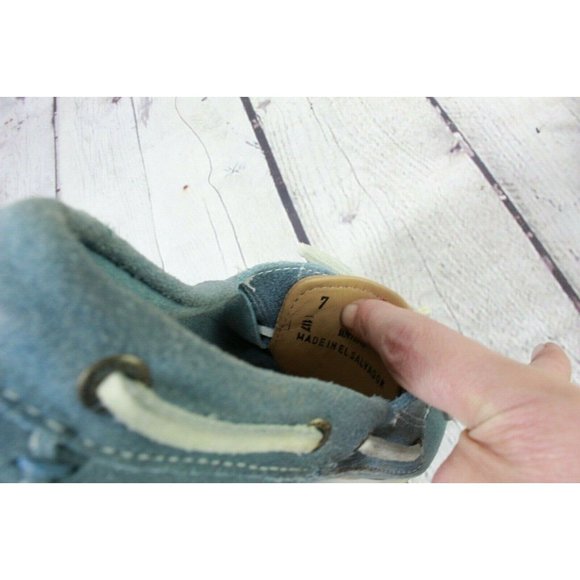 LL Bean Blue Suede Boat Moccasin Rubber Sole Loafer Shoes Size 7 - Picture 7 of 9
